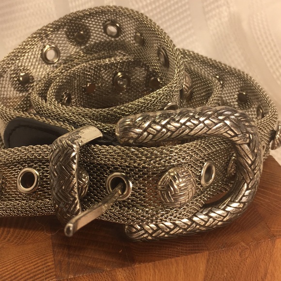 Metal Mesh and leather unique studded belt